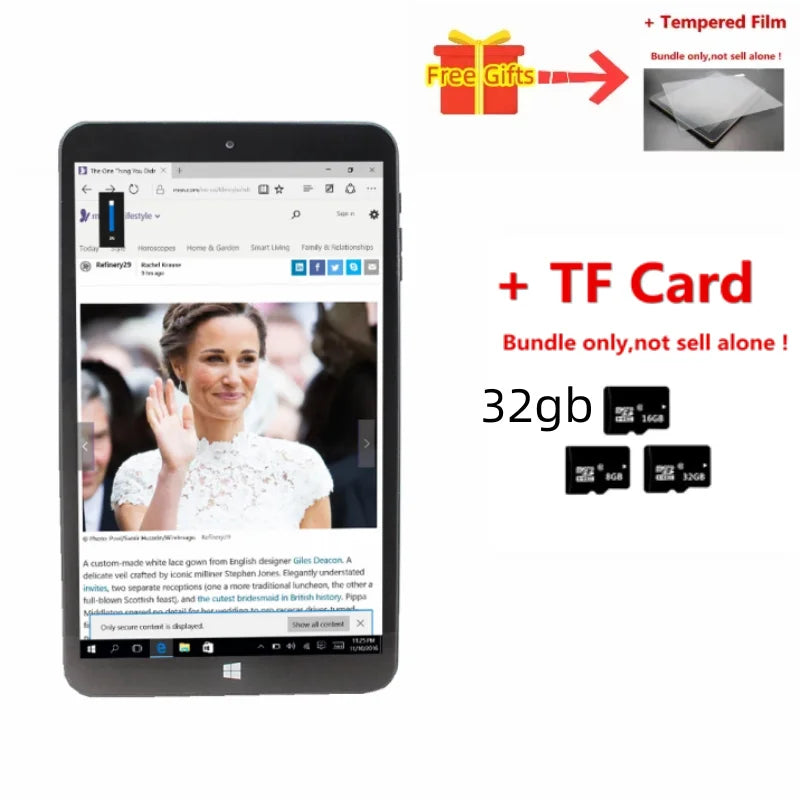 Tableta con Windows 10, 8GB de RAM, 128GB de ROM, 8 pulgadas, 64 bits, Intel X5-Z8300, cuatro núcleos, ultrafina, Bluetooth, WiFi, con película templada, regalo gratis