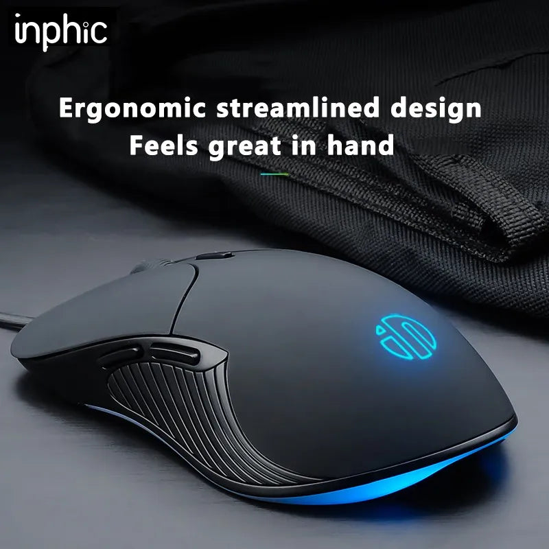 INPHIC-ratón con cable USB B2, Mouse silencioso para juegos de oficina, PC y portátiles