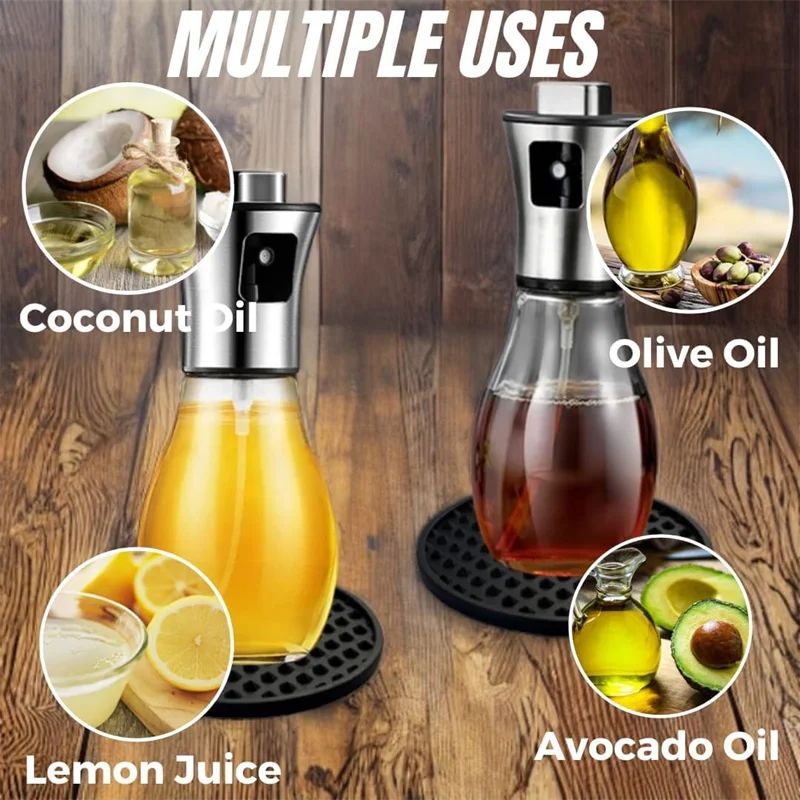 Pulverizador de aceite de oliva para cocinar, pulverizador de aceite de oliva de vidrio de 200 ml, rociador de aceite vegetal con embudo, rociador de aceite, hornear, freír, barbacoa