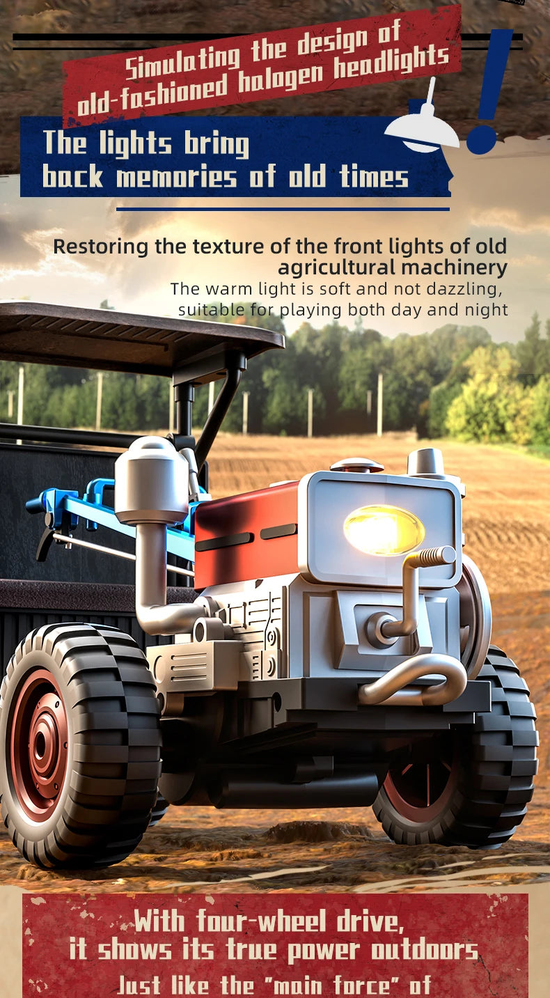 Tractor RC 4WD a Escala 1:18 con Sonidos y Luces, Control 2.4G