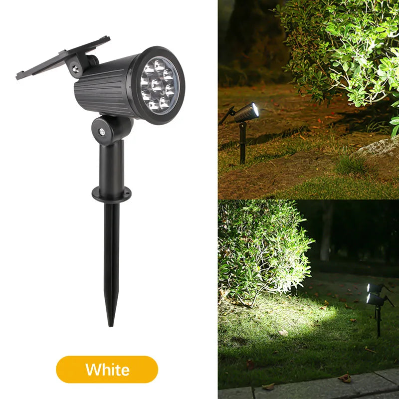 Foco Solar 9 LED Impermeable para Jardín con Brillo Ajustable y Luz RGB