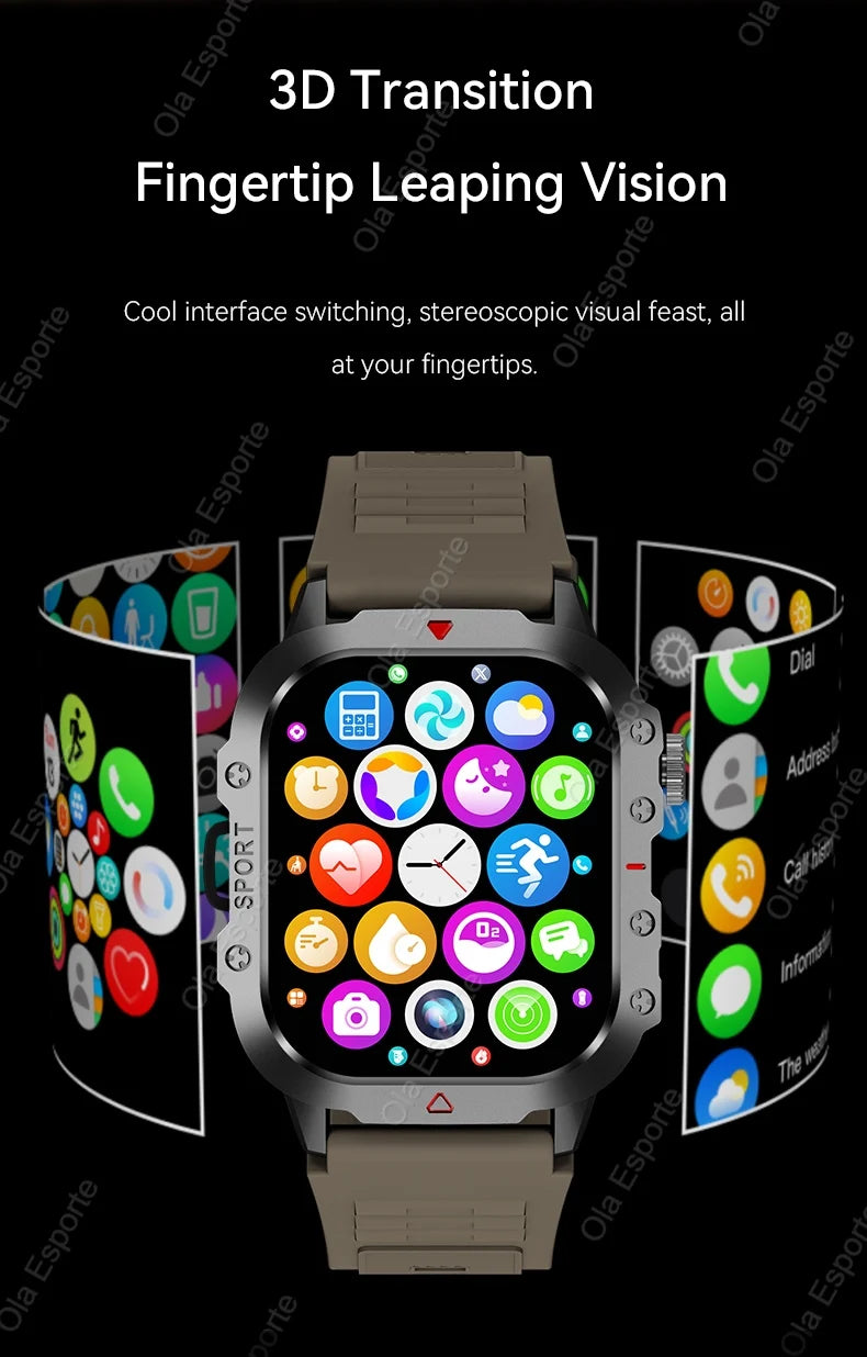 Reloj Inteligente Militar 2026 para Hombre, IP67 3ATM, GPS para Exteriores, Monitor de Actividad Física y Salud, Pantalla de 1.44 Pulgadas, Llamadas Bluetooth