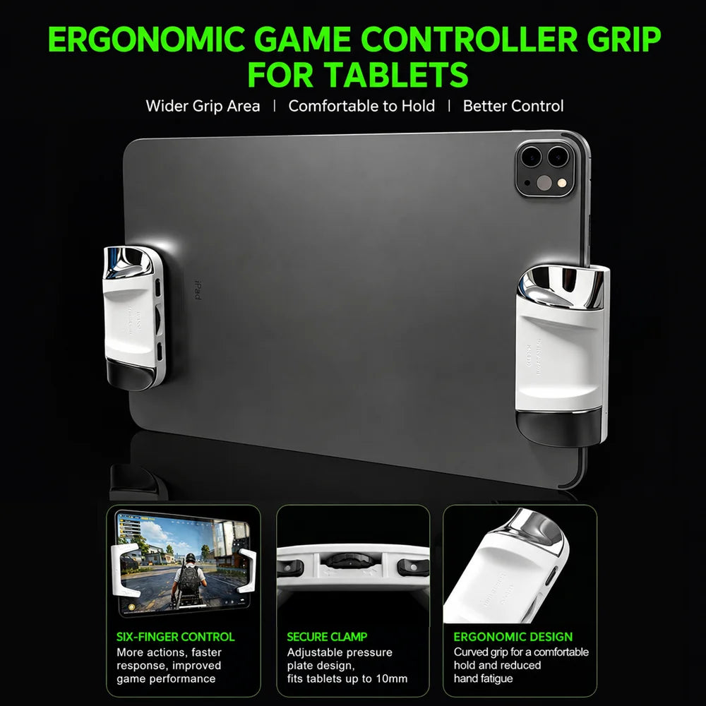 Controlador de juegos para tableta P1, 6 dedos, alta frecuencia, sensible al clic, comodidad ergonómica, grosor ajustable, silicona antideslizante