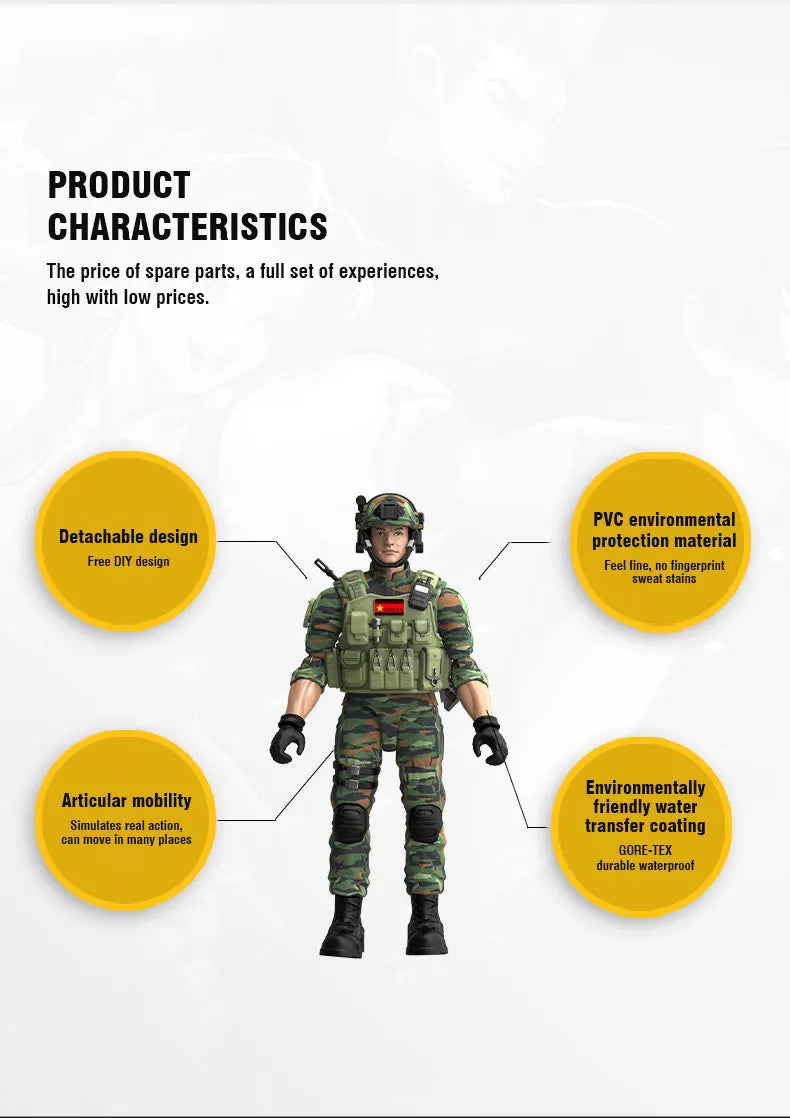 Figura Articulada de Soldado Militar de PVC para Niños