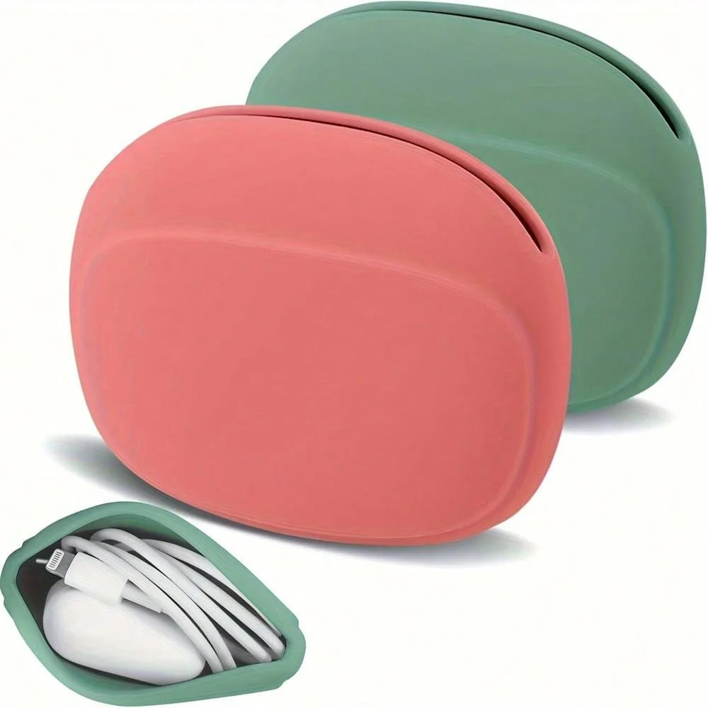 Bolsa de almacenamiento de auriculares de silicona, caja de almacenamiento de cable de datos de cable de auriculares portátil, accesorios de bolsa de cable de auriculares EVA, superventas