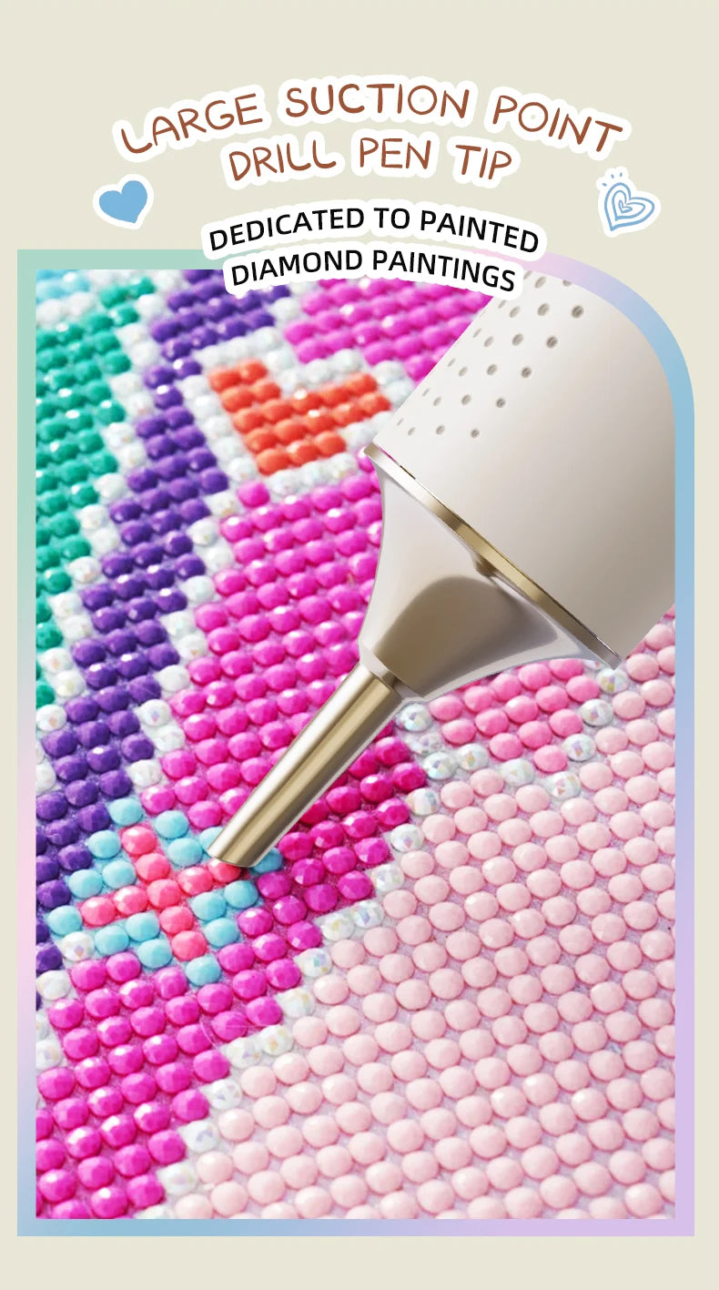 Lápiz Eléctrico para Pintura de Diamantes, 2 Velocidades, Fuerte Succión, Herramienta sin Cera para Pintura de Diamantes DIY, Rápida y Precisa