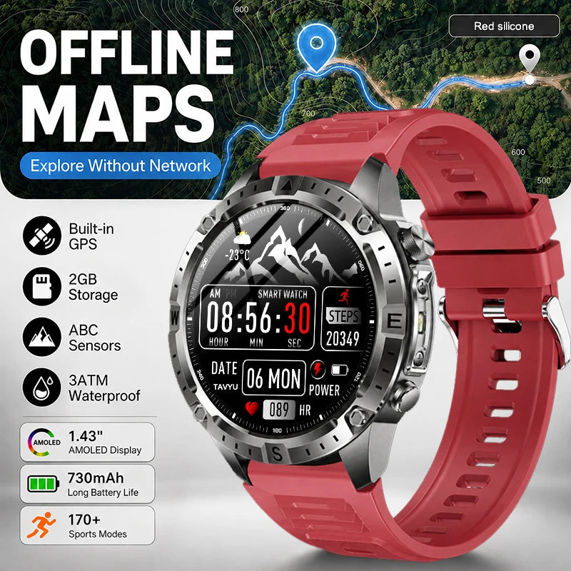 Reloj Inteligente Deportivo con GPS, Mapa Offline y Pantalla AMOLED