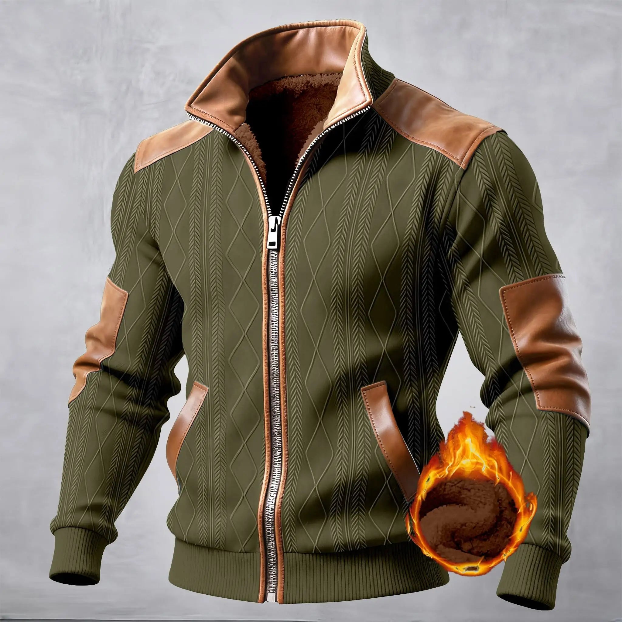 Chaqueta Deportiva para Hombre con Cierre, Resistente al Viento, Gruesa y Cálida