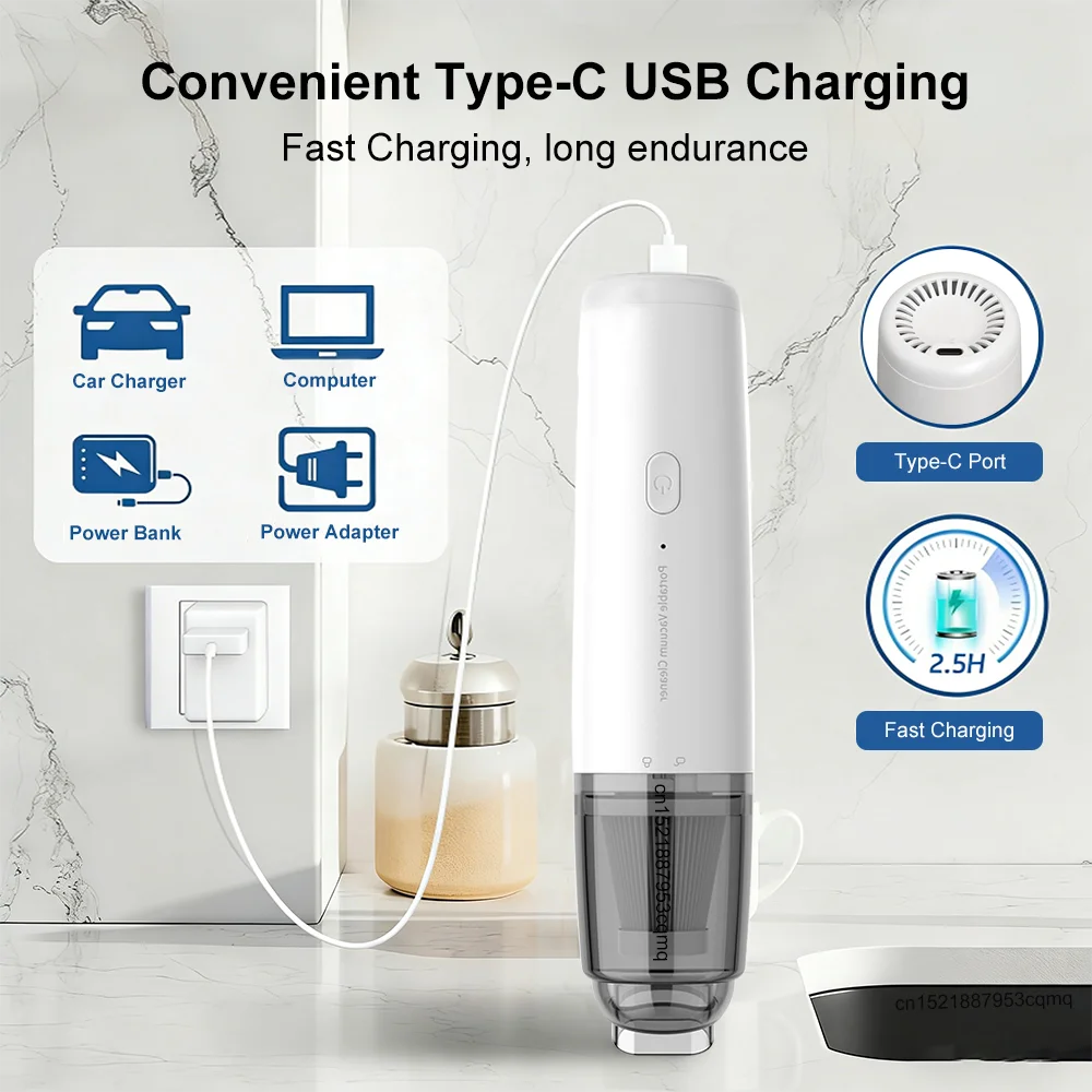 Aspiradora de mano inalámbrica USB 13000Pa para auto y hogar