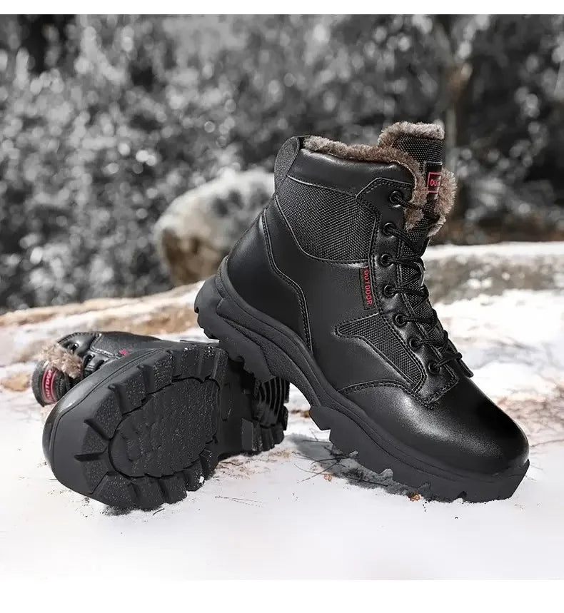 Botas de nieve para hombre forradas de piel, cálidas y antideslizantes