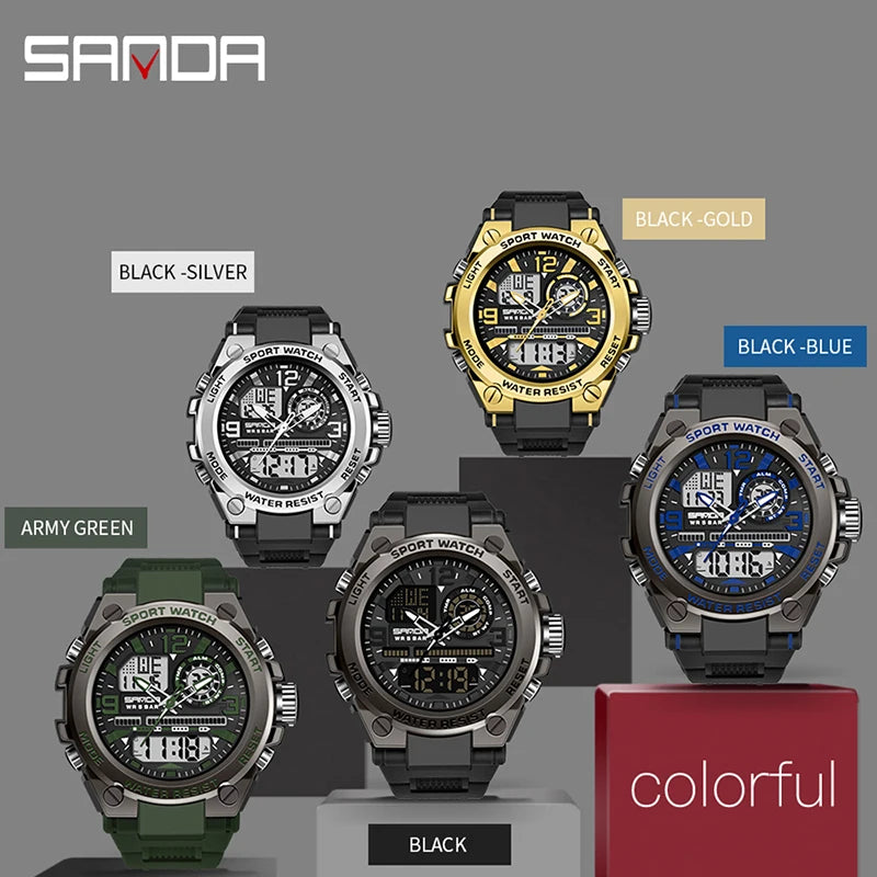 Reloj Militar SANDA Pantalla Dual LED Digital para Hombre
