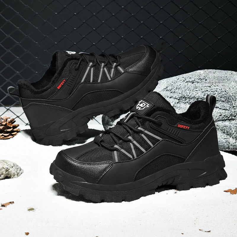 Botas de senderismo para hombre con forro polar, suela gruesa antideslizante