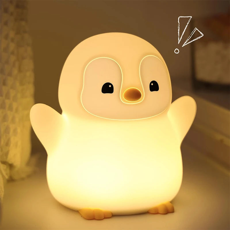 Luz Nocturna Pingüino Silicona Recargable USB
