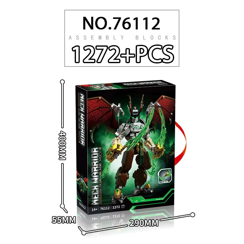 Bloques de Construcción 76112, Robot Mech Warrior, Alas Rojas, Cuchilla Verde, Modelo Dim-Blade, Kit de Bloques de Construcción, Juguete para Adultos y Niños, Regalos