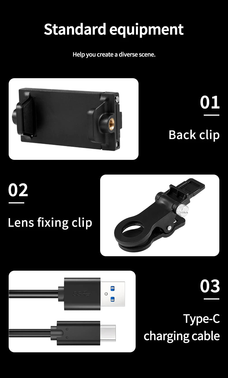 Mini luz de relleno RGB LED de bolsillo recto, iluminación para fotografía y vídeo, Clip Vlog en vivo para teléfono, iPhone, iPad, cámara portátil