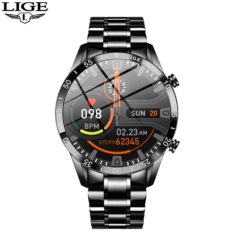 Smartwatch LIGE de lujo para hombre con llamadas Bluetooth y monitor de salud