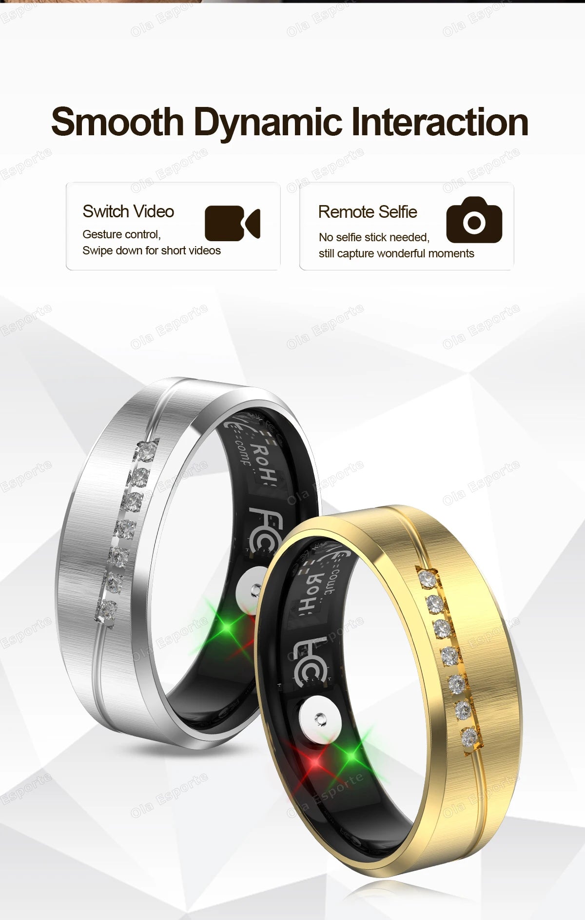Anillo Inteligente de Joyería de Moda con Recordatorio de Llamadas, Alarma por Vibración, Monitor de Frecuencia Cardíaca y Oxígeno en Sangre, Resistente al Agua IP68, Regalo para Hombre