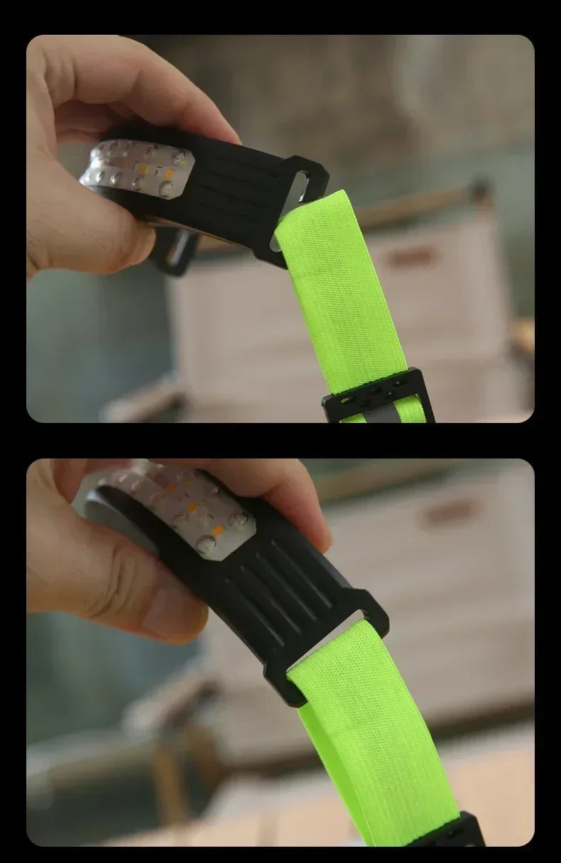 Linterna Frontal LED COB Recargable con Sensor de Movimiento, 5 Modos