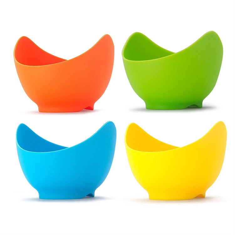 LMETJMA-Tazas de silicona para escalfador de huevos, molde para hervir huevos, con soportes de anillo, para freidora de aire por microondas, 4 piezas, JT85