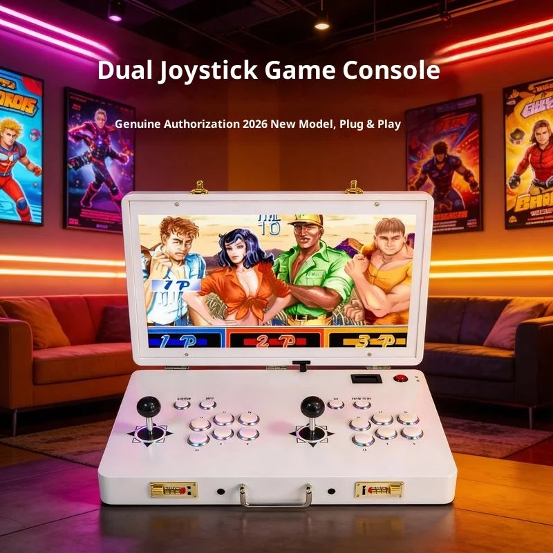 Máquina de Juegos Arcade con Doble Joystick, Portátil, Pantalla HD Integrada, Modelo 2026, para Uso Doméstico, Conexión a TV, Juego de Lucha Clásico Retro