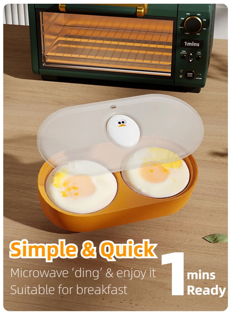 Joie-pulidor de huevos doble para microondas, cazador de huevos, caja de huevos fritos, caja de huevos al vapor para desayuno, herramientas para huevos, herramienta de cocina