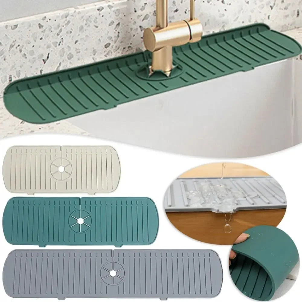 Esteras receptoras de agua para grifo de silicona, almohadillas de secado a prueba de derrames para fregadero de cocina, drenaje antideslizante y protector contra salpicaduras, estera colectora de agua