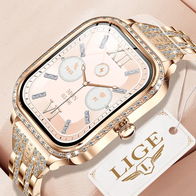 Smartwatch para mujer con pantalla curva HD 1.75 pulgadas y llamadas Bluetooth