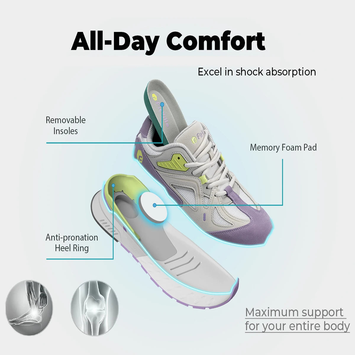 Zapatillas Anchas para Mujer FitVille — Alivio de Fascitis Plantar