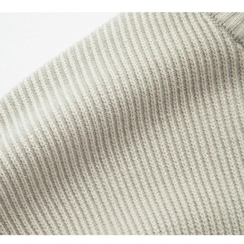 Suéter de punto Henley de peso pesado de 500 g para hombre - Beige (caqui/negro/gris/verde) Otoño Invierno esencial    Toque suave