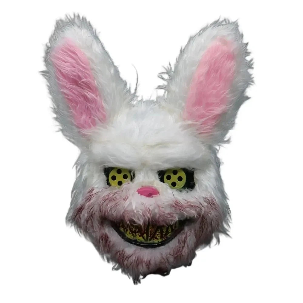 Máscara LED Luminosa de Conejo Sangriento para Cosplay, Disfraz de Halloween de Asesino Aterrador, Cabeza de Oso Sangrienta, Accesorio de Terror para Carnaval y Mascarada