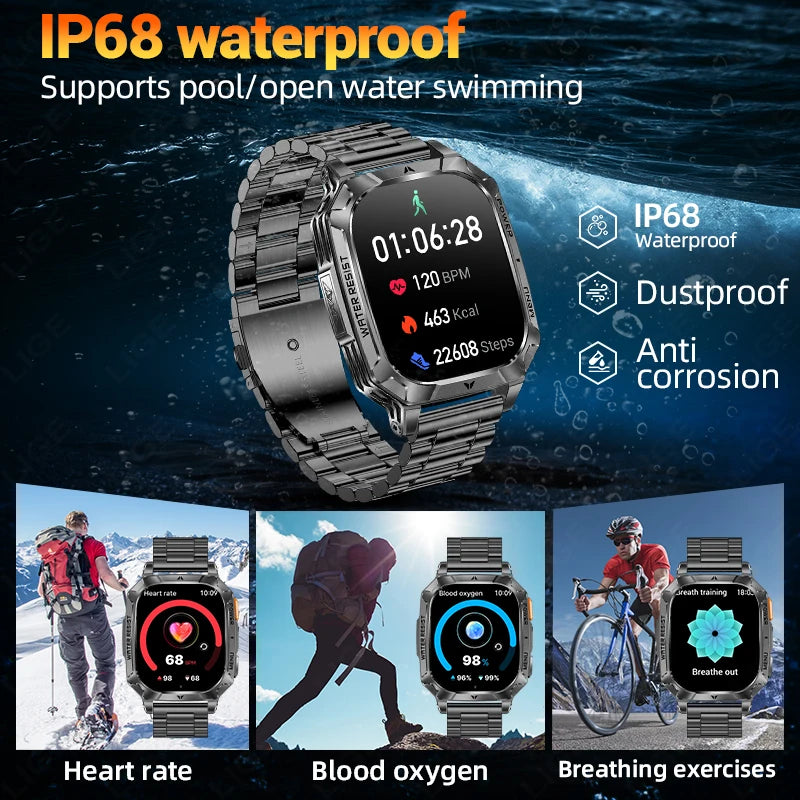 LIGE Reloj Inteligente Militar 1400mAh IP68