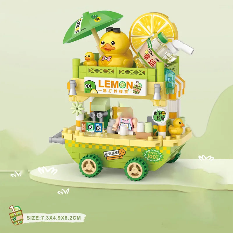 LOZ-8855 puesto en la carretera tienda de aperitivos tienda de postres tienda de helados micropartículas vista a la calle modelo bloques de construcción para niños