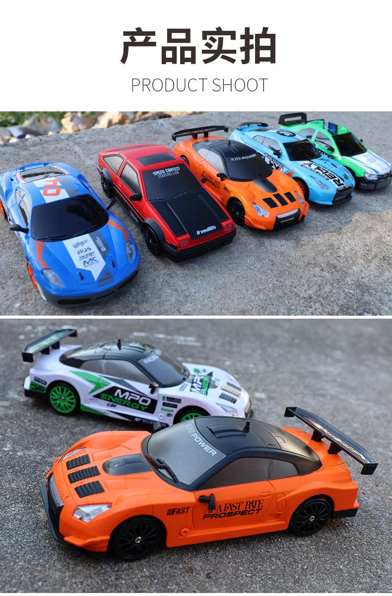 Coche de Carreras Teledirigido 2.4G 4WD, Modelos AE86, GTR, Ferrari, BMW