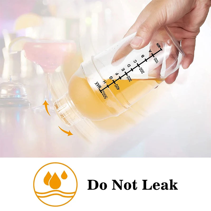 LMETJMA-Juego de coctelera de plástico, mezclador de bebidas con marcador, coctelera transparente y Jigger de medición, taza de onza JT25