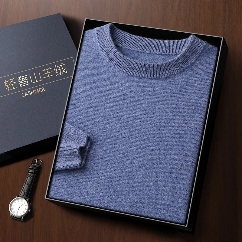Suéter de Lana Merino 100% para Hombre - Cuello Redondo, Manga Larga
