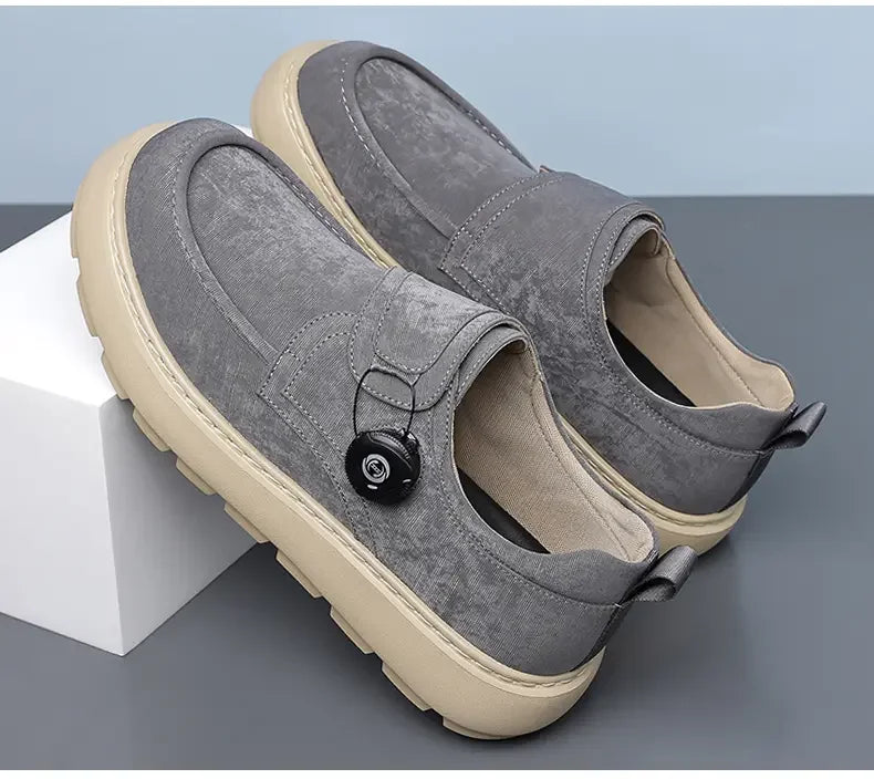 Mocasines para hombre con hebilla giratoria manos libres, transpirables y suela antideslizante