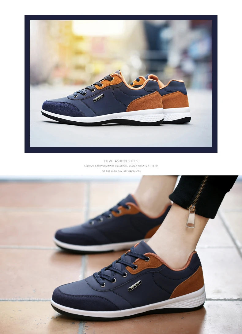 Zapatos YRZL para hombre, zapatillas impermeables para caminar para primavera y otoño, zapatos deportivos de cuero para hombre, zapatillas cómodas antideslizantes para hombre