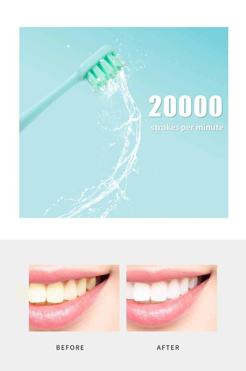Cepillo de dientes eléctrico sónico para adultos, cerdas suaves, batería portátil, resistencia IPX7, cepillos de dientes eléctricos impermeables para viajes