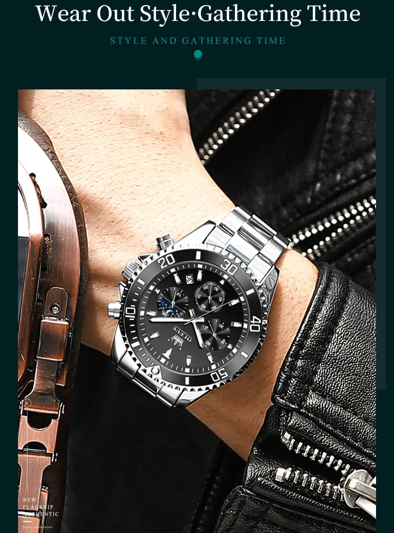 Reloj de Cuarzo OLEVS 2870 Cronógrafo con Fase Lunar para Hombre