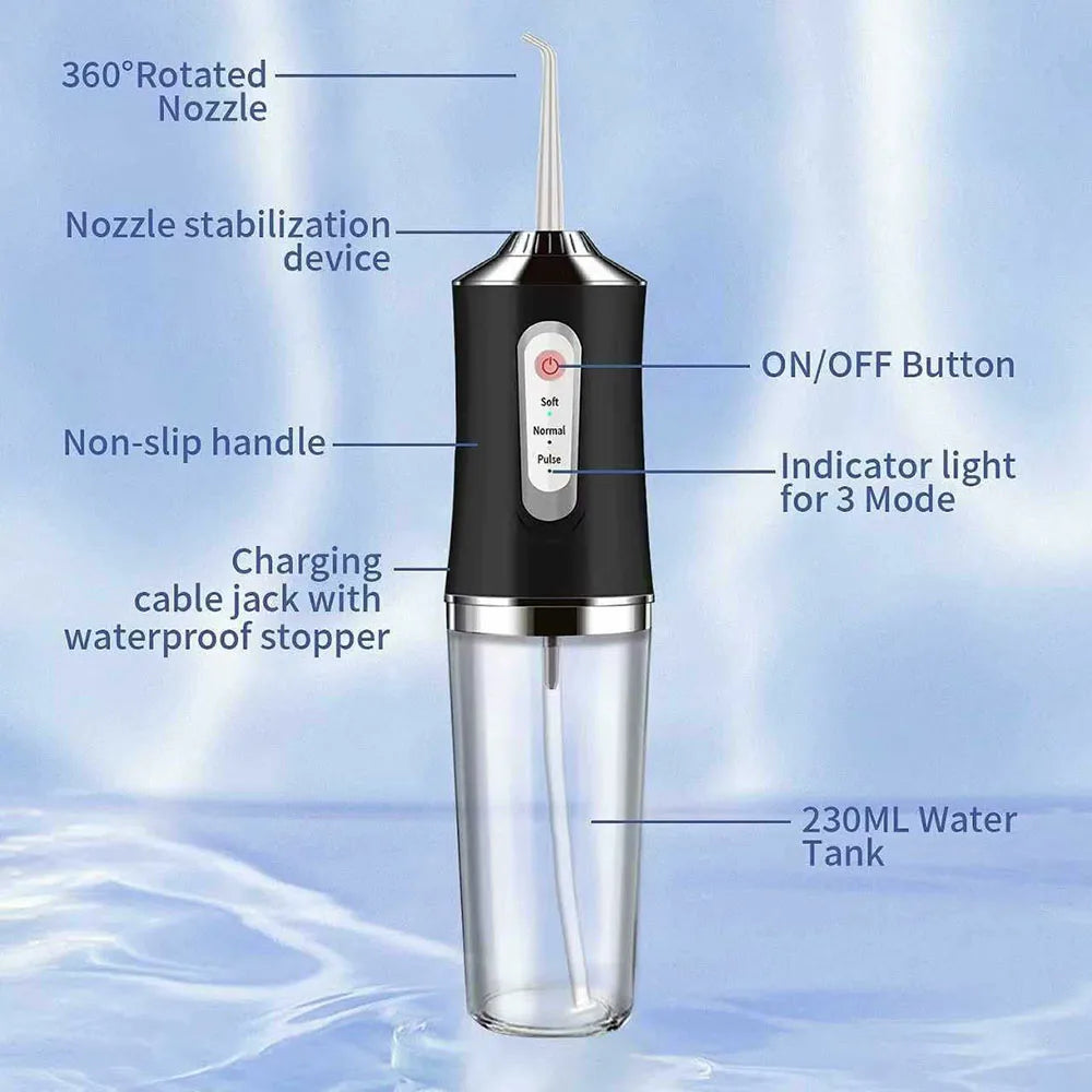 Irrigador de agua Dental inalámbrico portátil, irrigador de dientes bucales resistente al agua recargable de viaje, 4 modos Ipx7
