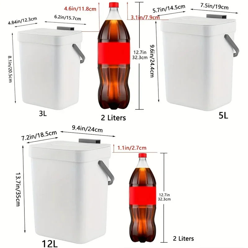 Cubo de basura colgante con tapa silenciosa de 3L a 12L para cocina y baño