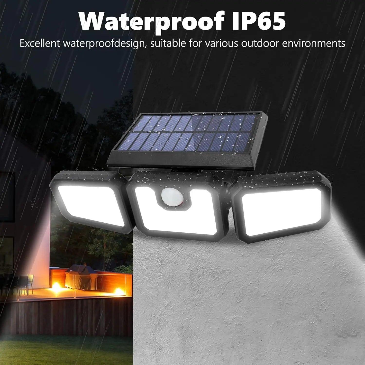 Lámpara Solar 74 LED Sensor de Movimiento IP65 para Jardín