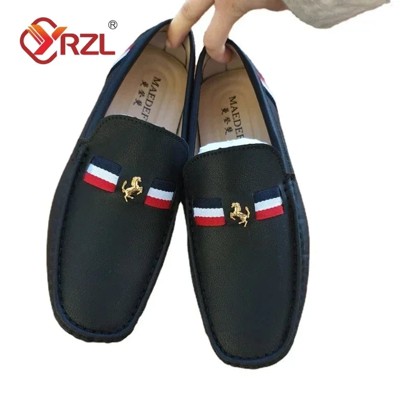YRZL Mocasines blancos Mocasines de cuero PU negro para hombre Mocasines casuales sin cordones Hombres Mocasines cómodos Zapatos de conducción para hombres