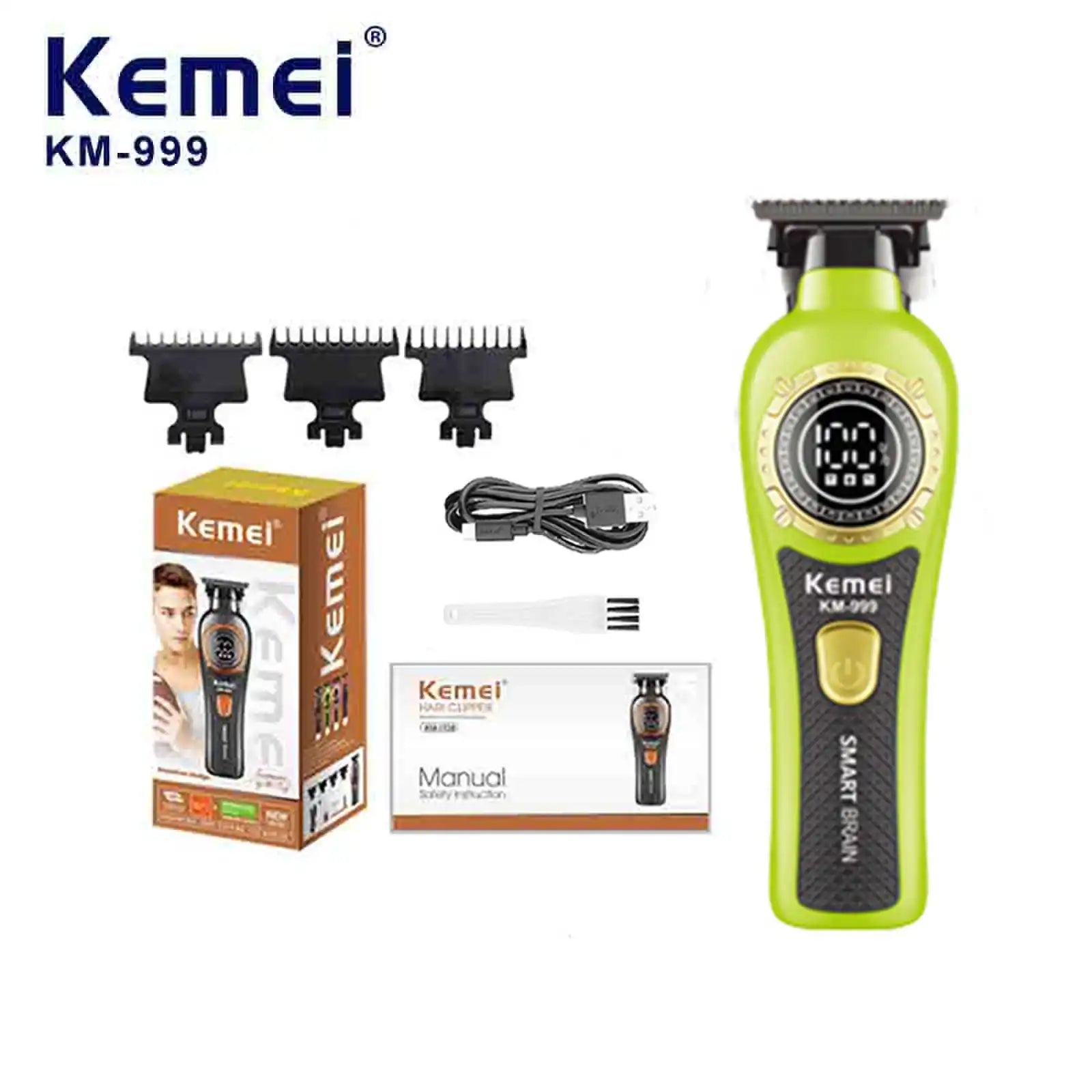 Máquina de Cortar Cabello Eléctrica KM999 con Pantalla Digital, Cortadora Inalámbrica