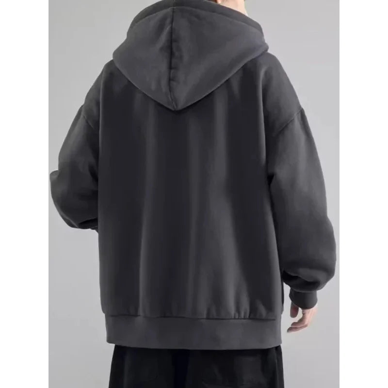 Ropa masculina Sudadera sólida negra para hombres Sudaderas con capucha con cremallera completa Invierno Jóvenes En oferta Ofertas Estilo coreano de alta calidad S