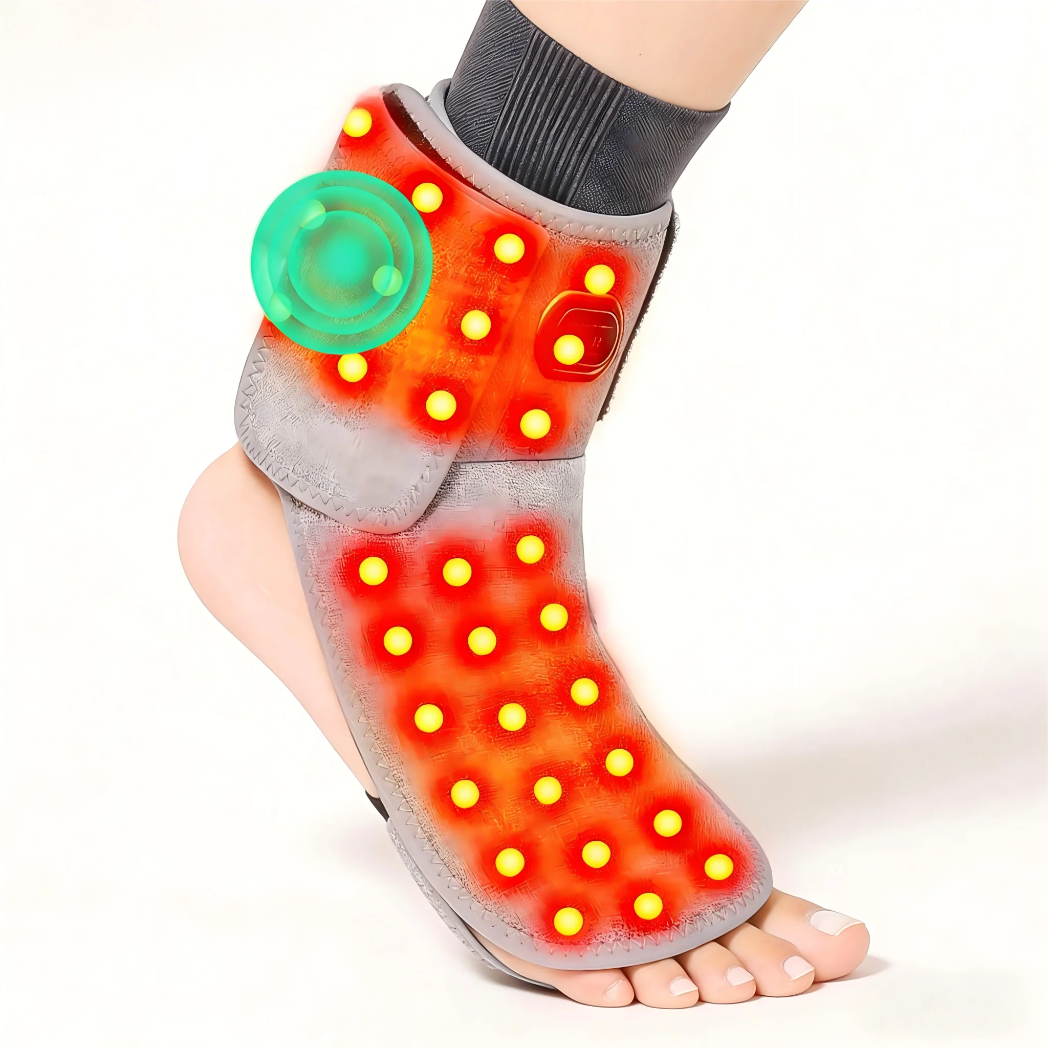 Manguito Térmico Rojo para Tobillo y Espalda con Función de Masaje Vibratorio que Alivia el Dolor y la Fatiga en las Articulaciones del Pie