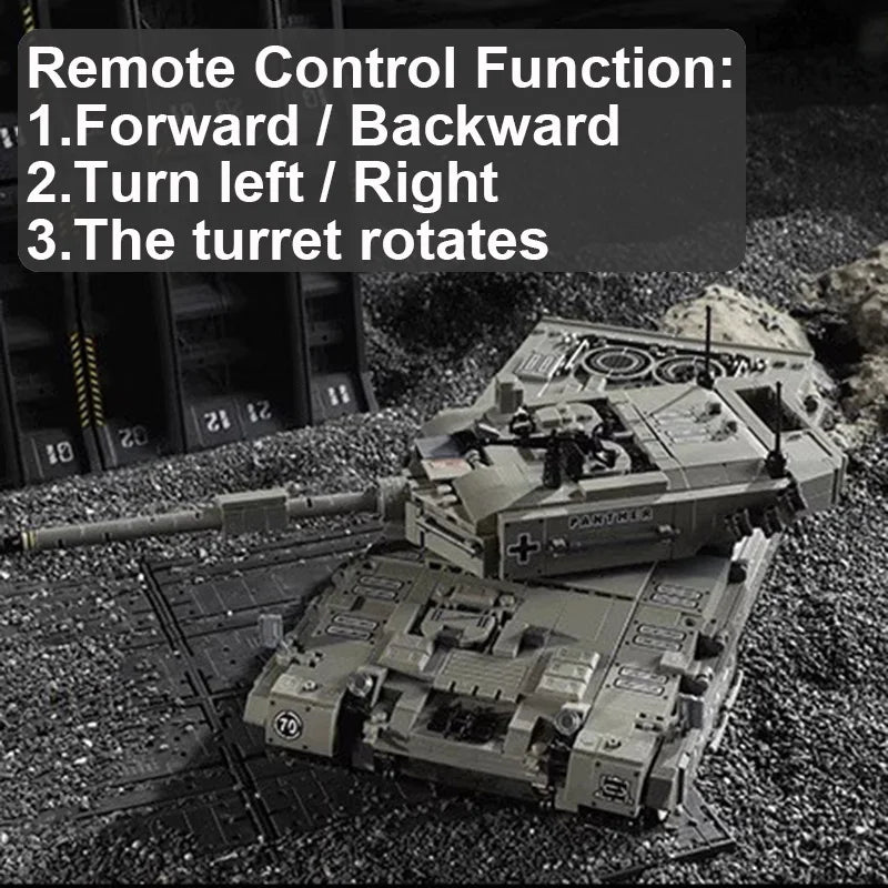 Bloques técnicos de 1818 piezas RC Leopard 2A6, tanque de batalla principal, bloques de construcción militares, regalos de cumpleaños para niños, coches de juguete con Control remoto