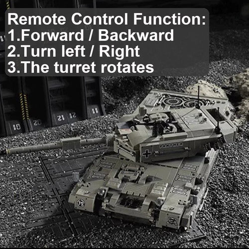 Bloques técnicos de 1818 piezas RC Leopard 2A6, tanque de batalla principal, bloques de construcción militares, regalos de cumpleaños para niños, coches de juguete con Control remoto