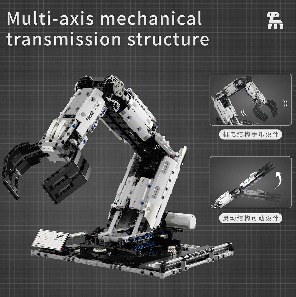 Bloques de construcción programables con brazo mecánico multieje, robot 5 en 1, juguetes de Control remoto, vástago interactivo, regalo de aprendizaje para niños