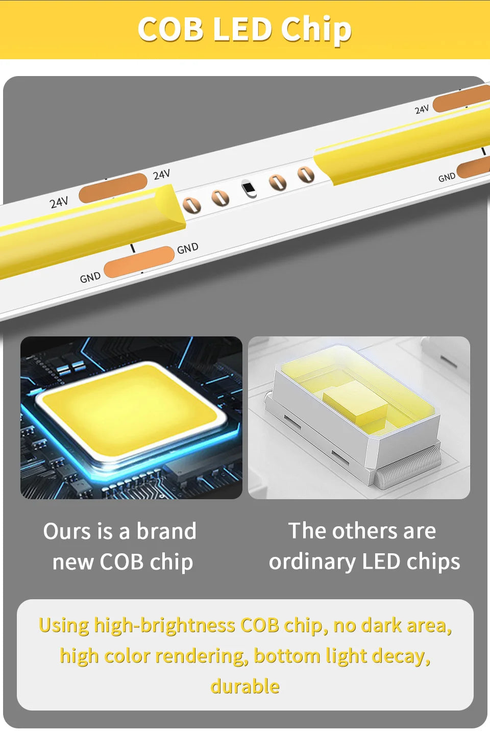 Tira LED COB Flexible de Alta Densidad para Decoración